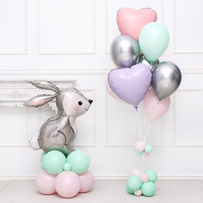 Rabbit pillar bouquet  [custom balloon lettering available]