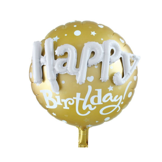 Yellow Round foil Balloons with HAPPY b-day - 60cm