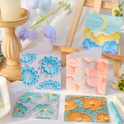 Simple creative oil painting greeting cards